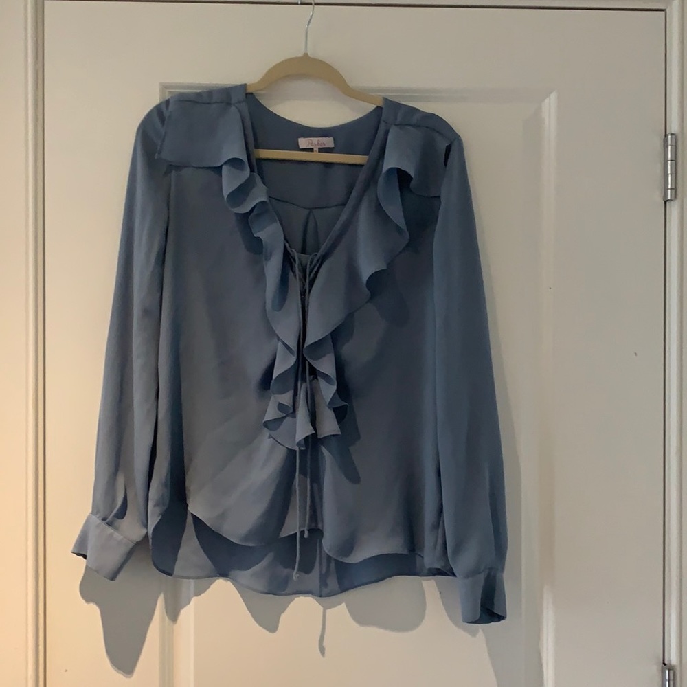 Ruffled v neck blouse